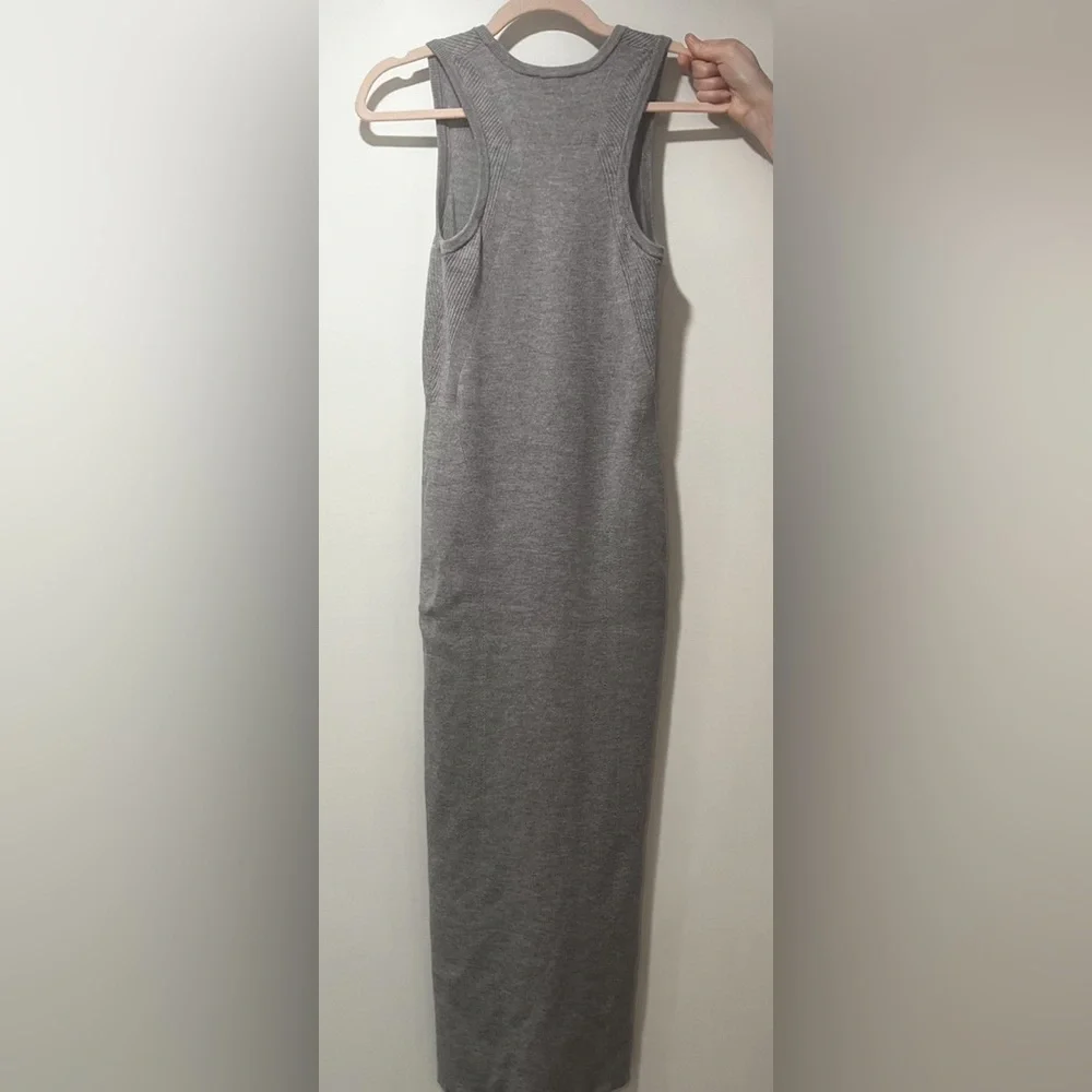 Athleta River Rib Sweater Tank Dress Merino Wool Blend Women’s S Tall Gray - Picture 4 of 13